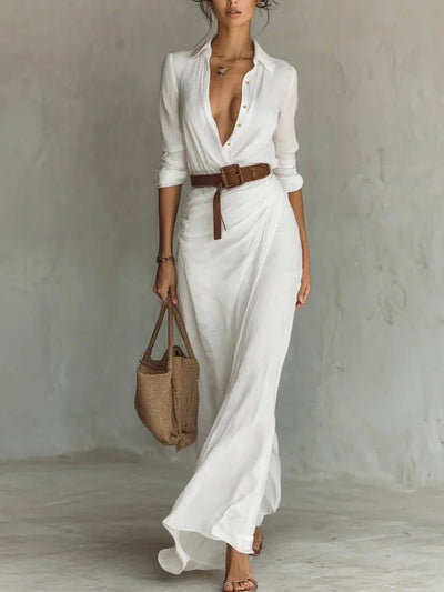 Maxime -  Lapel-Wrap Maxi Dress