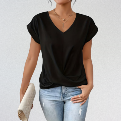 MEIKA™ – Classic Twist Detail V-Neck Top