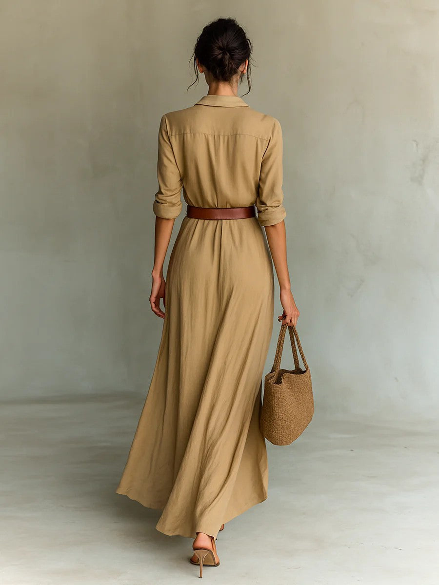 Maxime -  Lapel-Wrap Maxi Dress