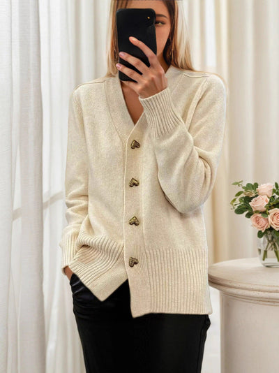 Adele™ - Elegant Heart Button Cardigan