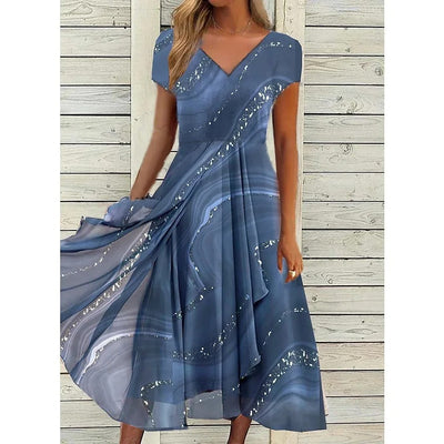 Isha™ – Elegant V-neck Midi Dress