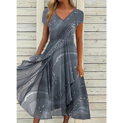 Isha™ – Elegant V-neck Midi Dress