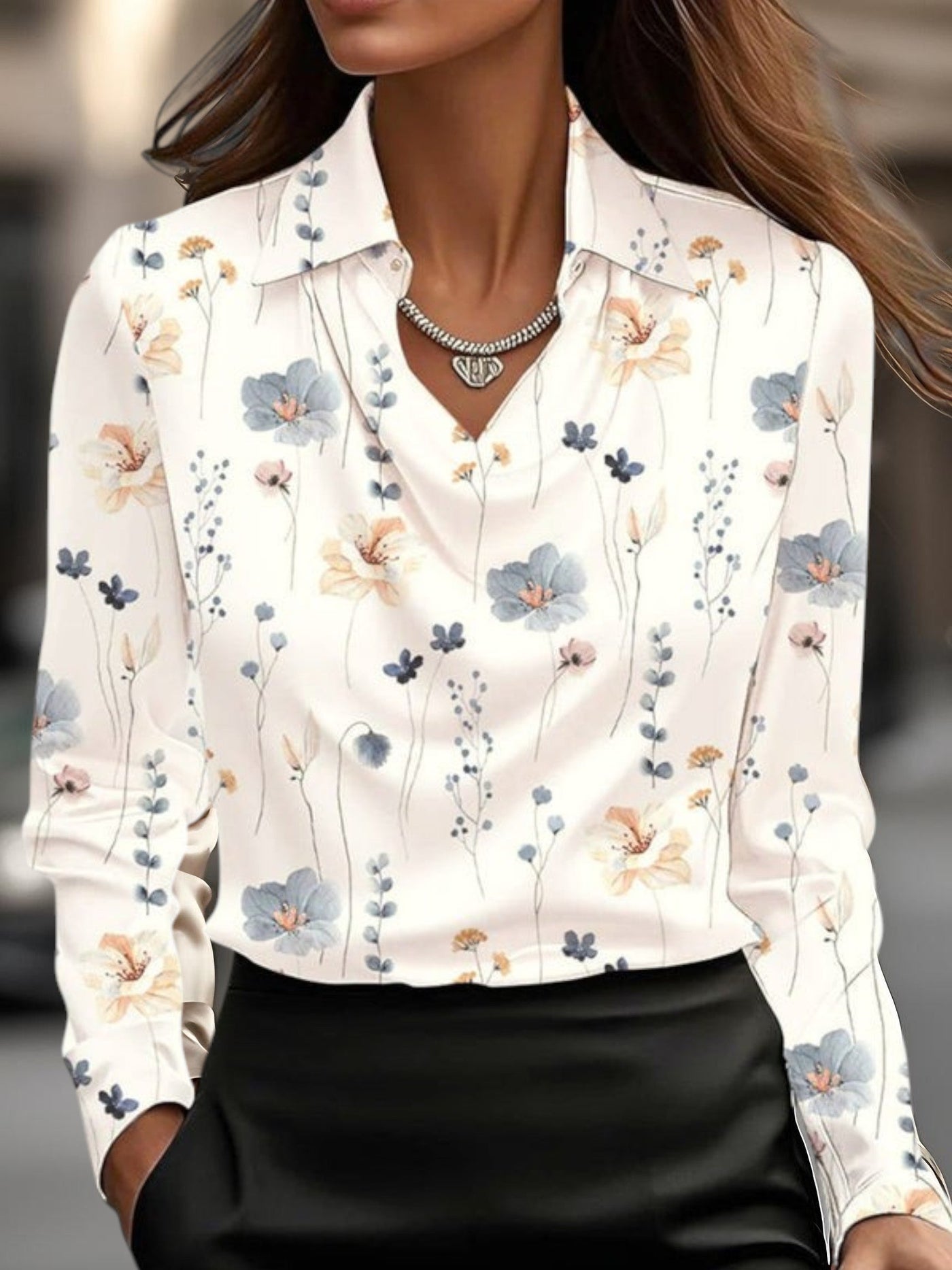 Rivelle™ – Blouse with Draped Collar